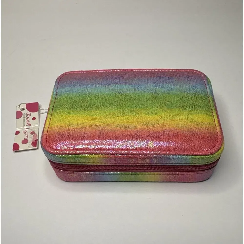 NWT Bari Lynn Rainbow Sparkle Shimmer Travel Jewelry Case 6” x 4”